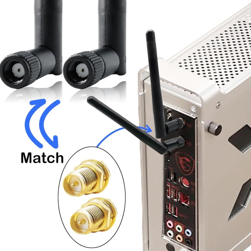 Rydocyee WiFi Antenna PC Bluetooth Antenna, WiFi 6 Dual Band 2.4Ghz 5Ghz 5.8Ghz 3dBi with RP-SMA Male (with No Pin) for Gaming Motherboard, RV Camera, Mini PCIE M.2 Wireless Card, Router -2 Pack - Image 5